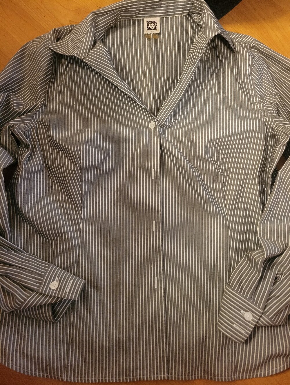 Gray and White Pinstripe Button-Up Shirt